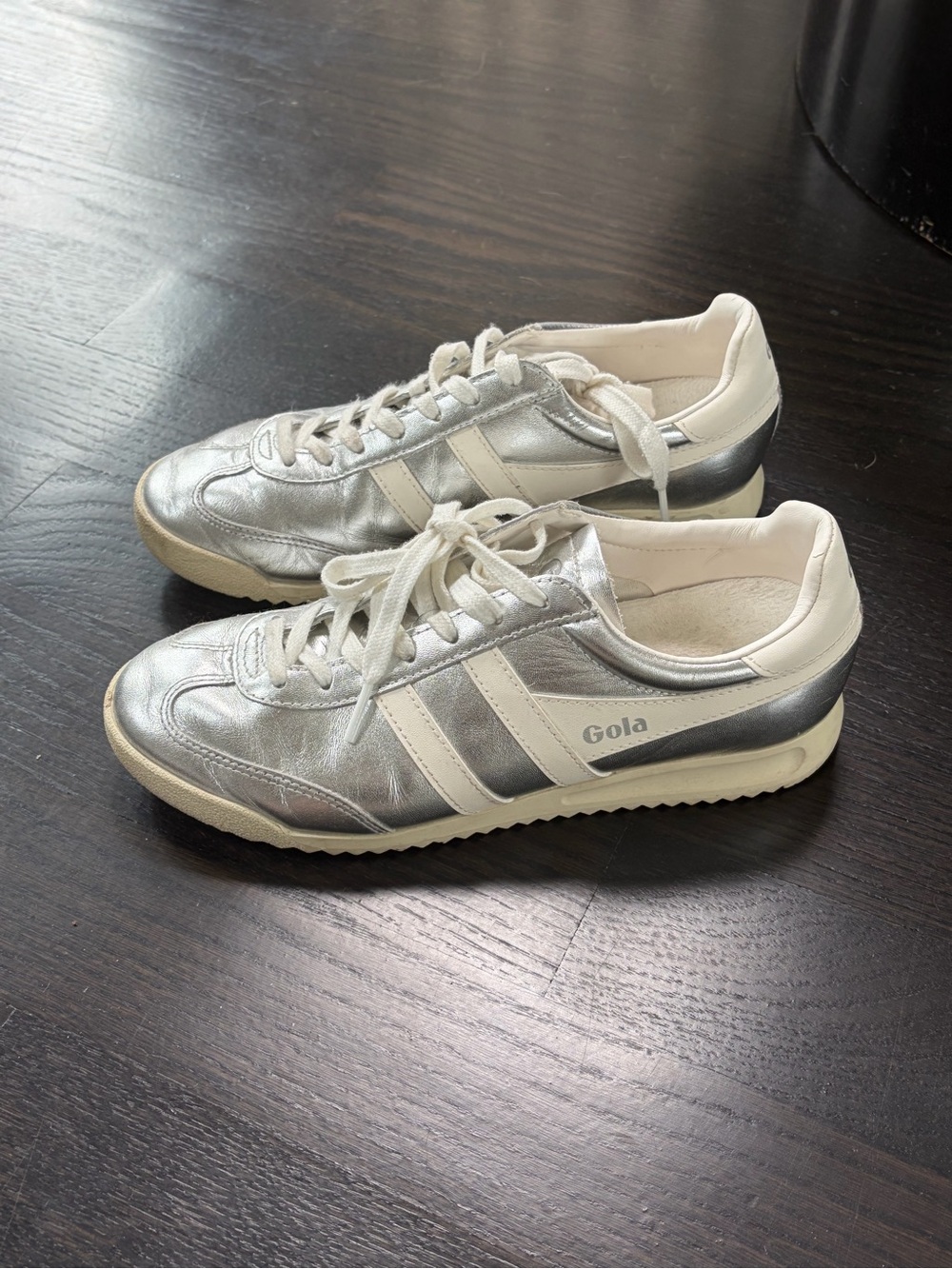 Gola Women's Silver and White Retro Trainer Sneakers
